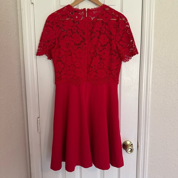 Kate Spade New York Rose Lace Bodice Ponte Dress Red Size 8 - Picture 9 of 16